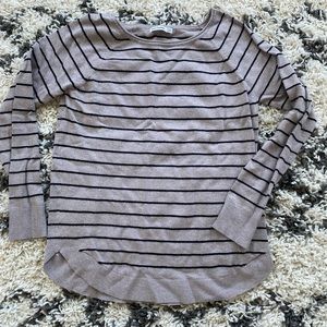 Pink Clover Grey & Black Striped 3/4 Length Sleeve Sweater